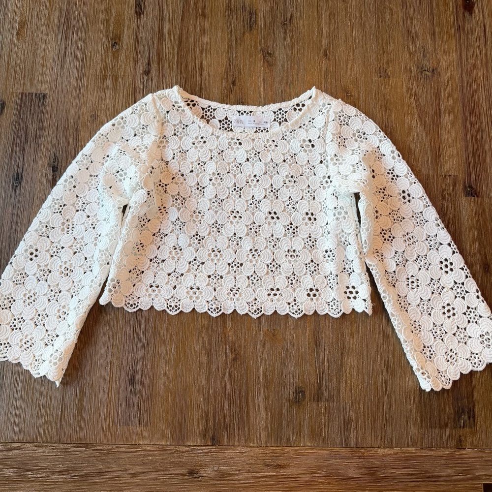 3/24$ Zara girls floral crochet top size 6